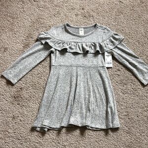 3T Toddler Girl Osh Kosh Heather Gray Ruffle Long Sleeve Dress
